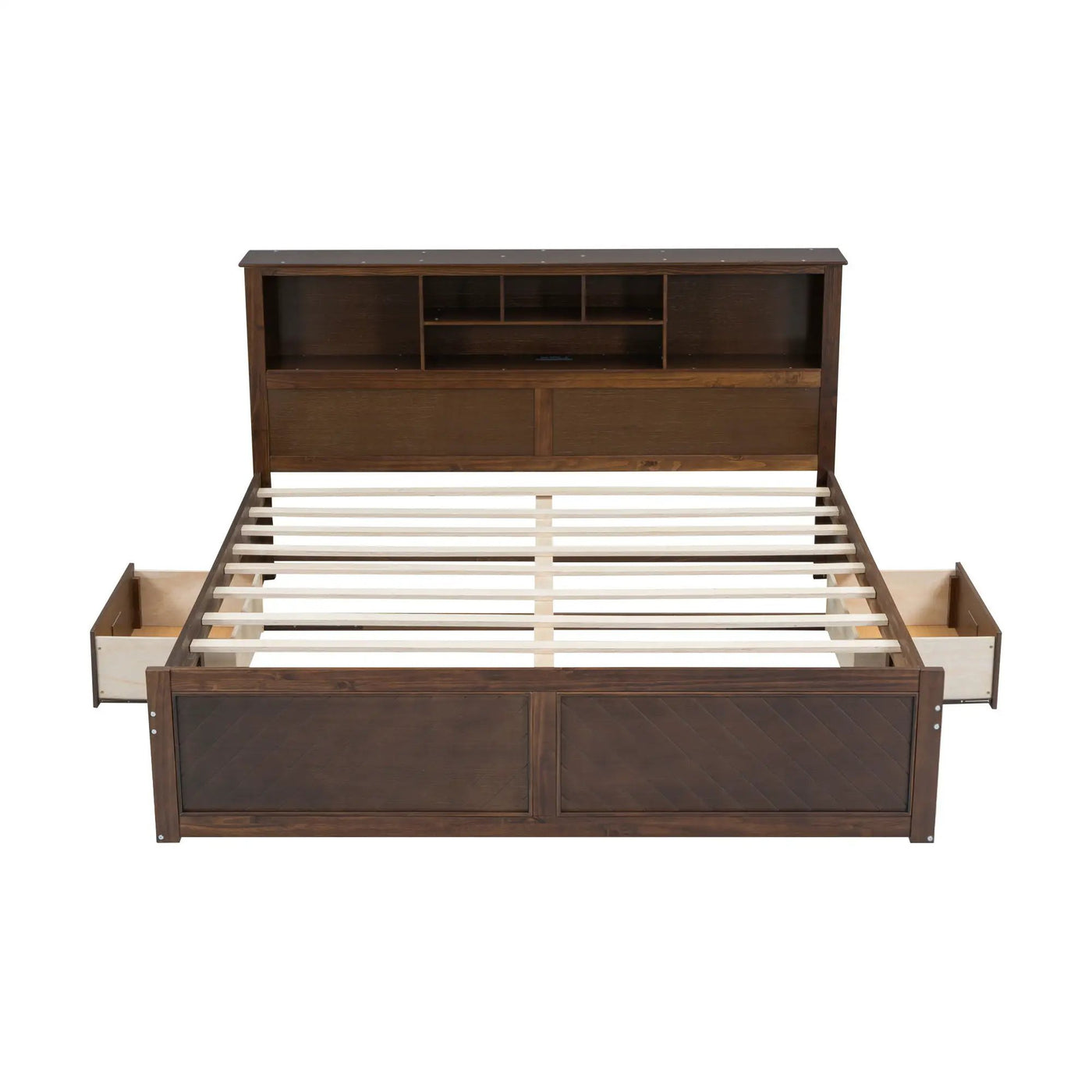 Platform Bed With Multi Storage Headboard, USB And Drawers by HouseOfZazla