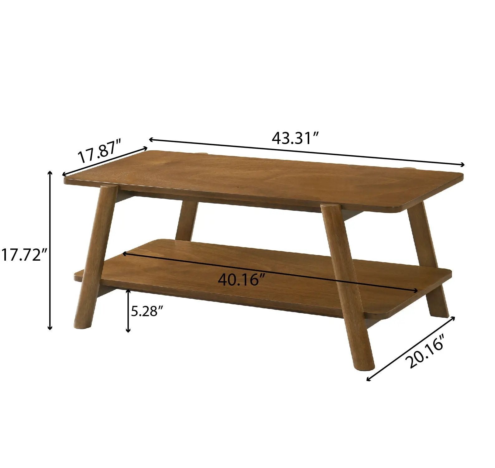 Metz - Mid-Century Modern Wood Shelf 3 Piece Coffee Table Set - Walnut by HouseOfZazla