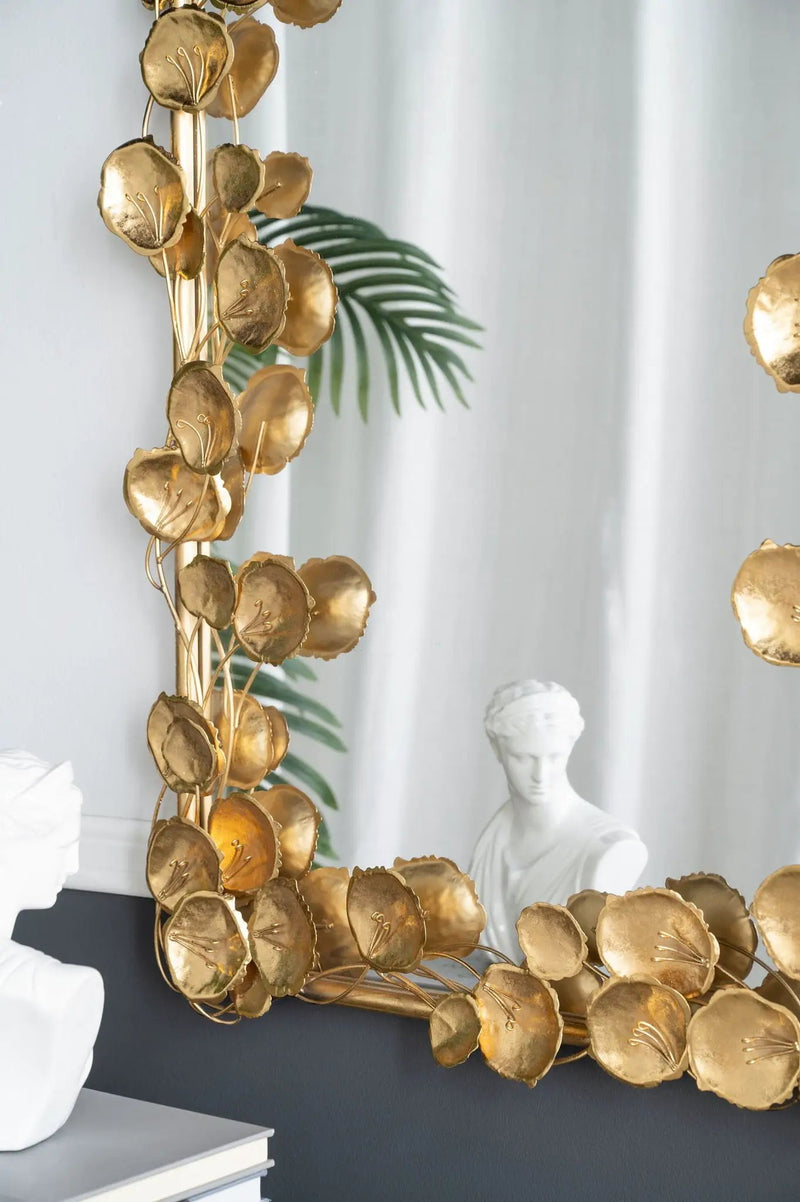 Full Length Mirror With en Leaf Accents, Floor Miiror For Living Room Bedroom - Gold by Unique Piece Furniture