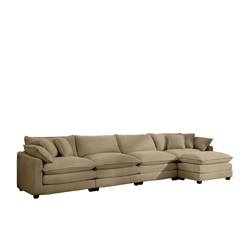 Modern Oversized Modular Cushion Sofa With Ottoman, Low Back, Deep Seating Sofa Set by Unique Piece Furniture
