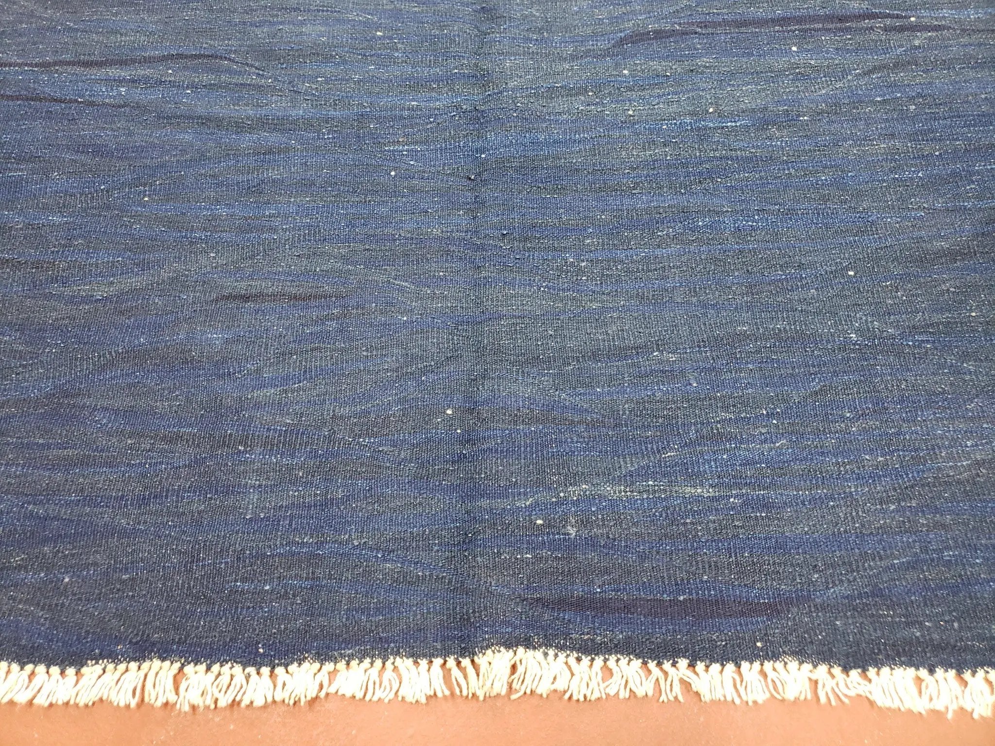 Large Blue Turkish Kilim Rug 7x10, Handmade, Wool by Jewel Rugs