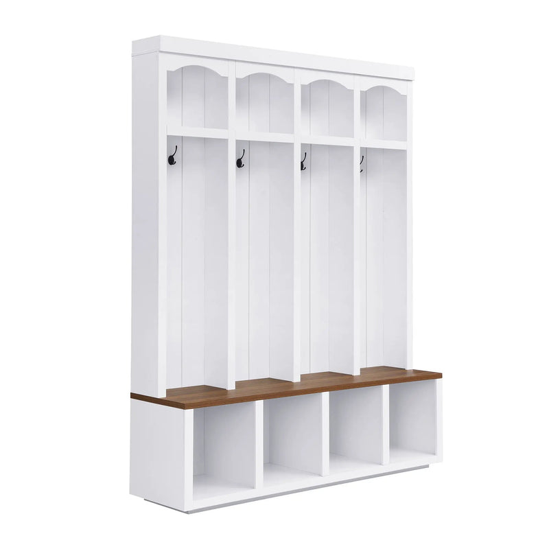 Entryway Hall Tree With Bench, 4 Hooks & Open Storage Space by Unique Piece Furniture