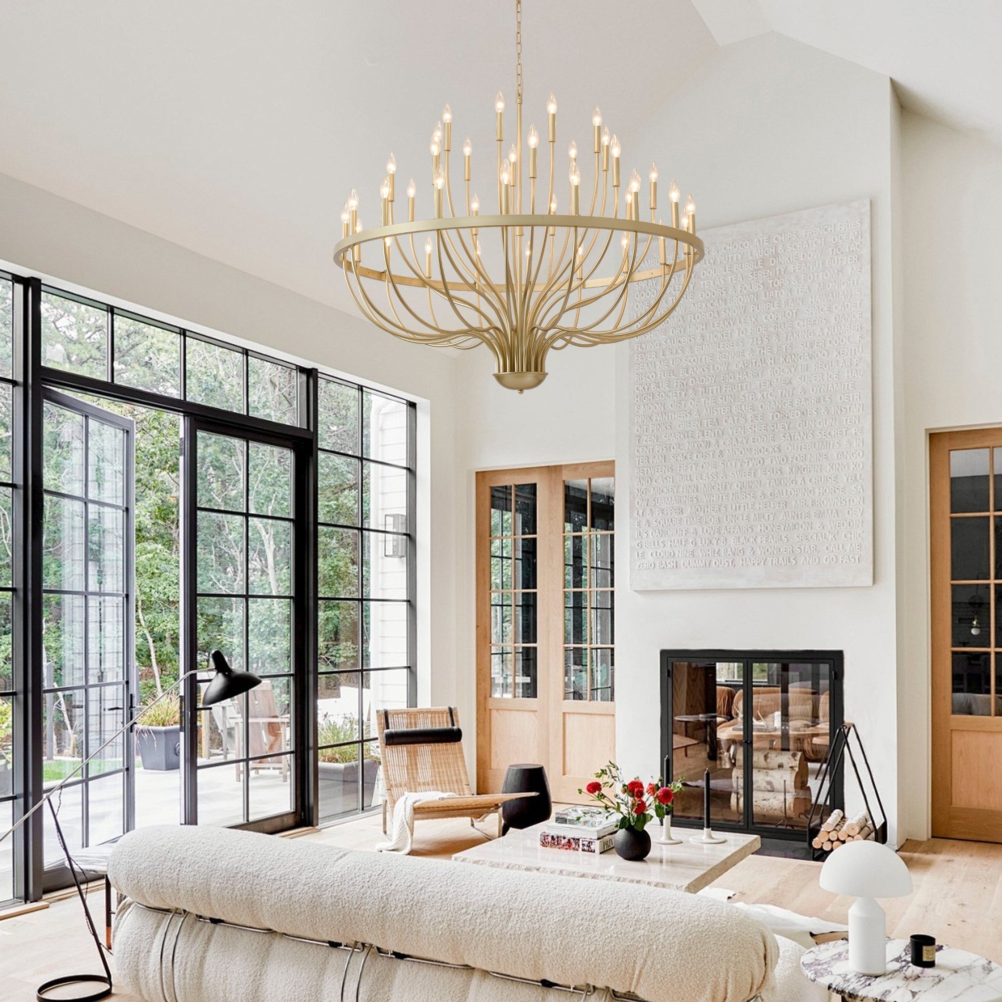 36-Light Gold Industrial Iron Candle Chandelier by HouseOfZazla