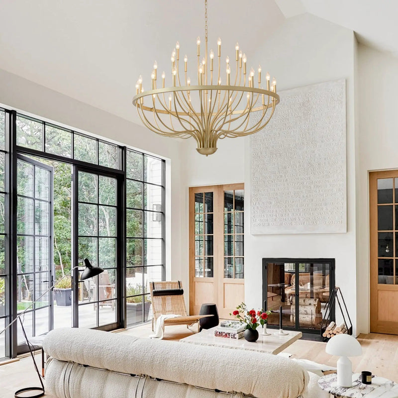 36-Light Gold Industrial Iron Candle Chandelier by HouseOfZazla