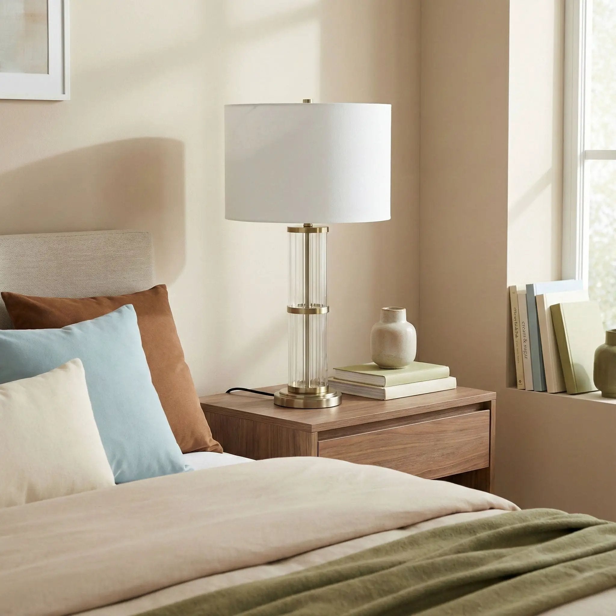 Echo - Table Lamp With On / Off Switch Clear Body Base - Clear / Silver / White by Unique Piece Furniture