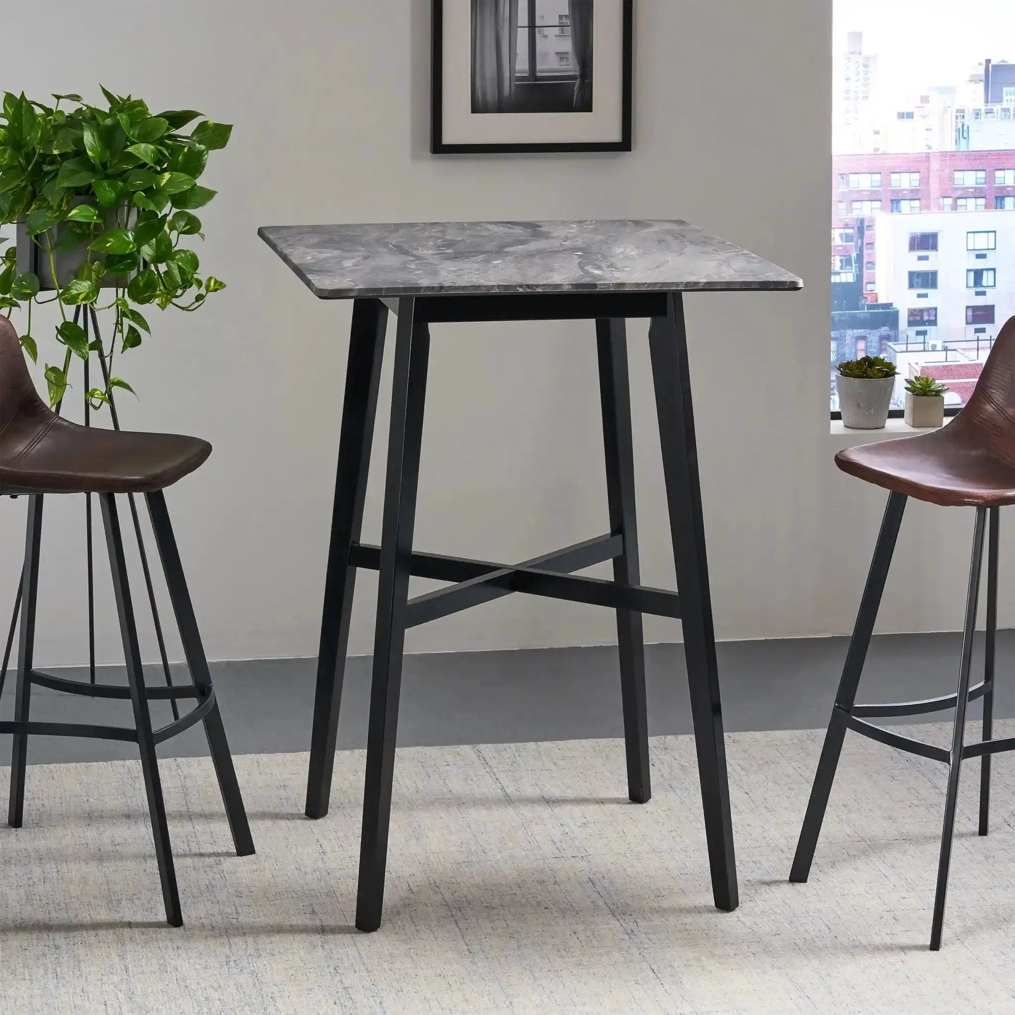 Modern Bar Height Dining Table with Rubberwood Legs and Laminate Table Top by HouseOfZazla