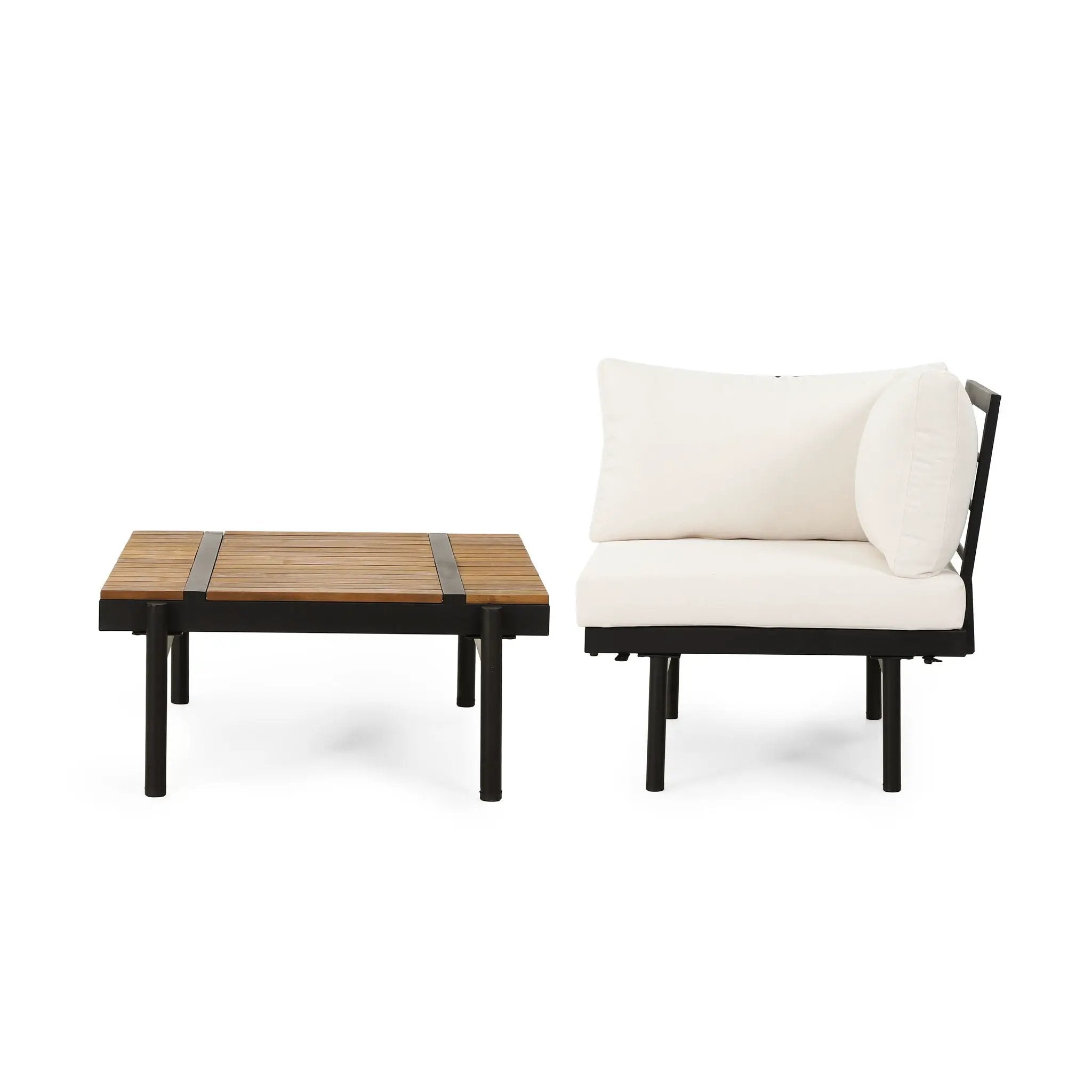 Theo Sofa Corner and Coffee Table Set - Cream by HouseOfZazla