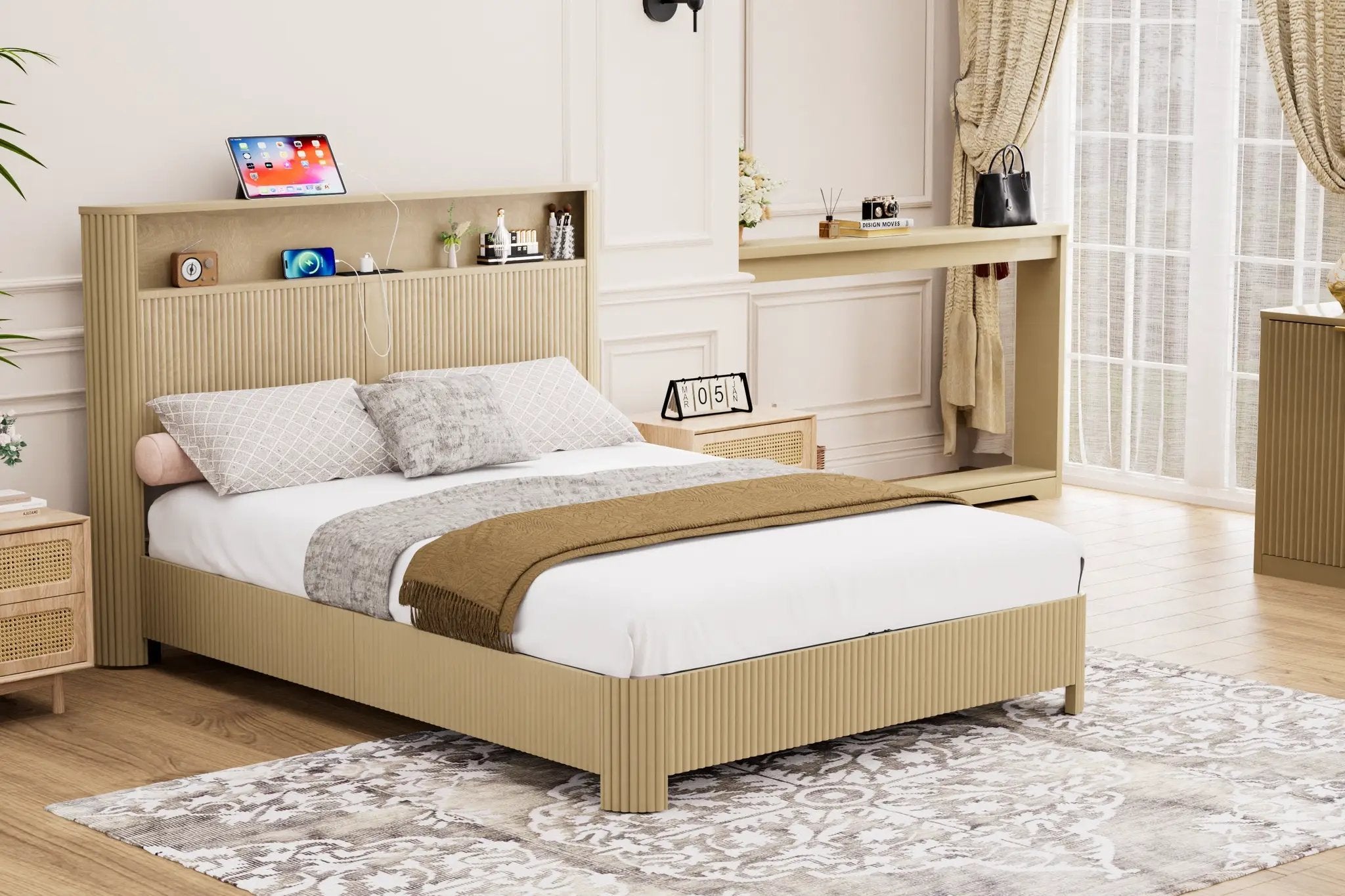 Queen Size Bed Frame With Storage Headboard by HouseOfZazla