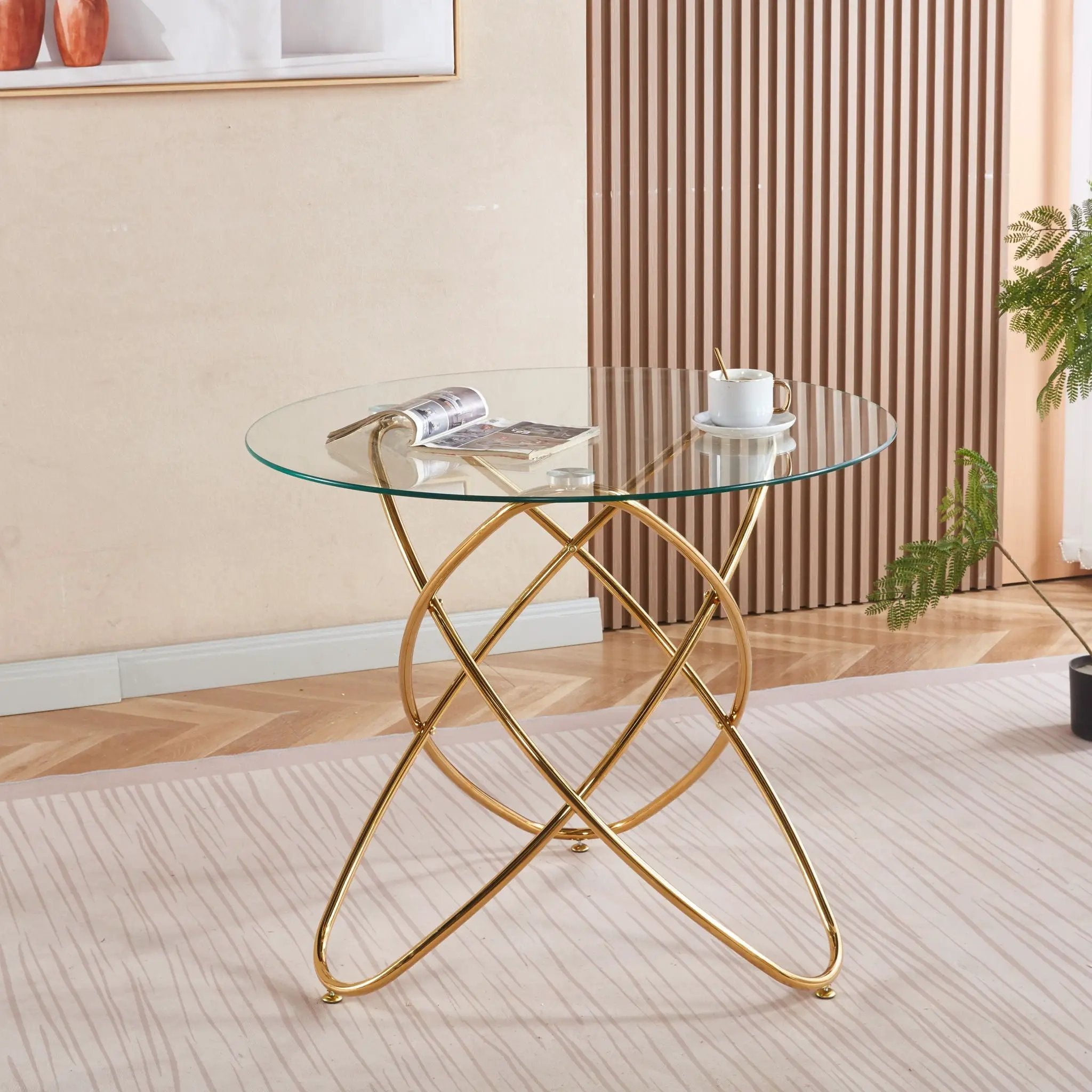 Metal Leg Dining Table With Tempered Glass Top by Unique Piece Furniture