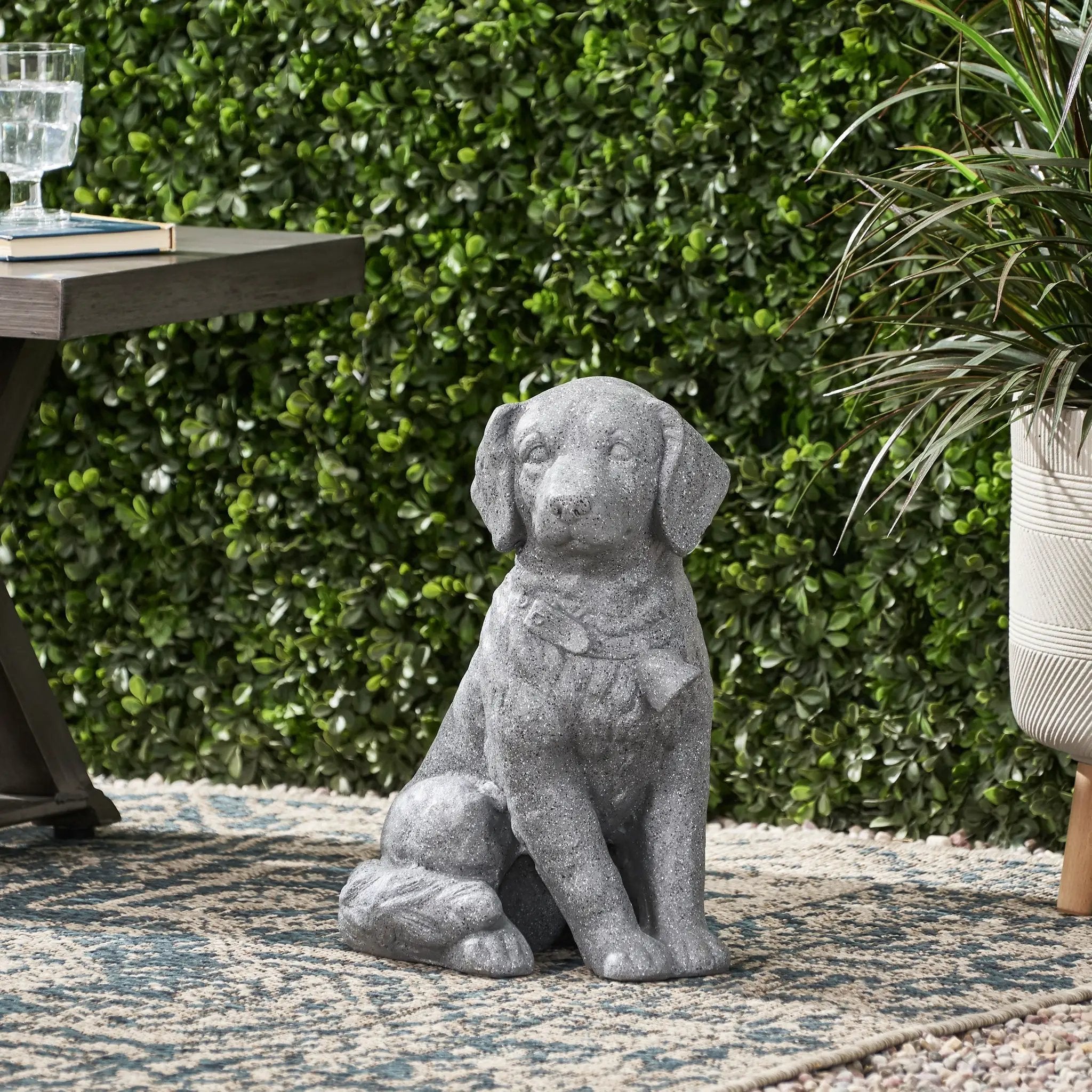 MGO Dog Statue, Outdoor Stone Gray by HouseOfZazla