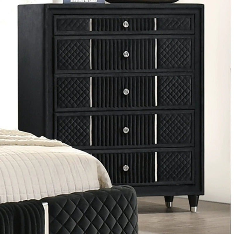 1 Piece Tall Chest Upholstery Textured - Black by Unique Piece Furniture
