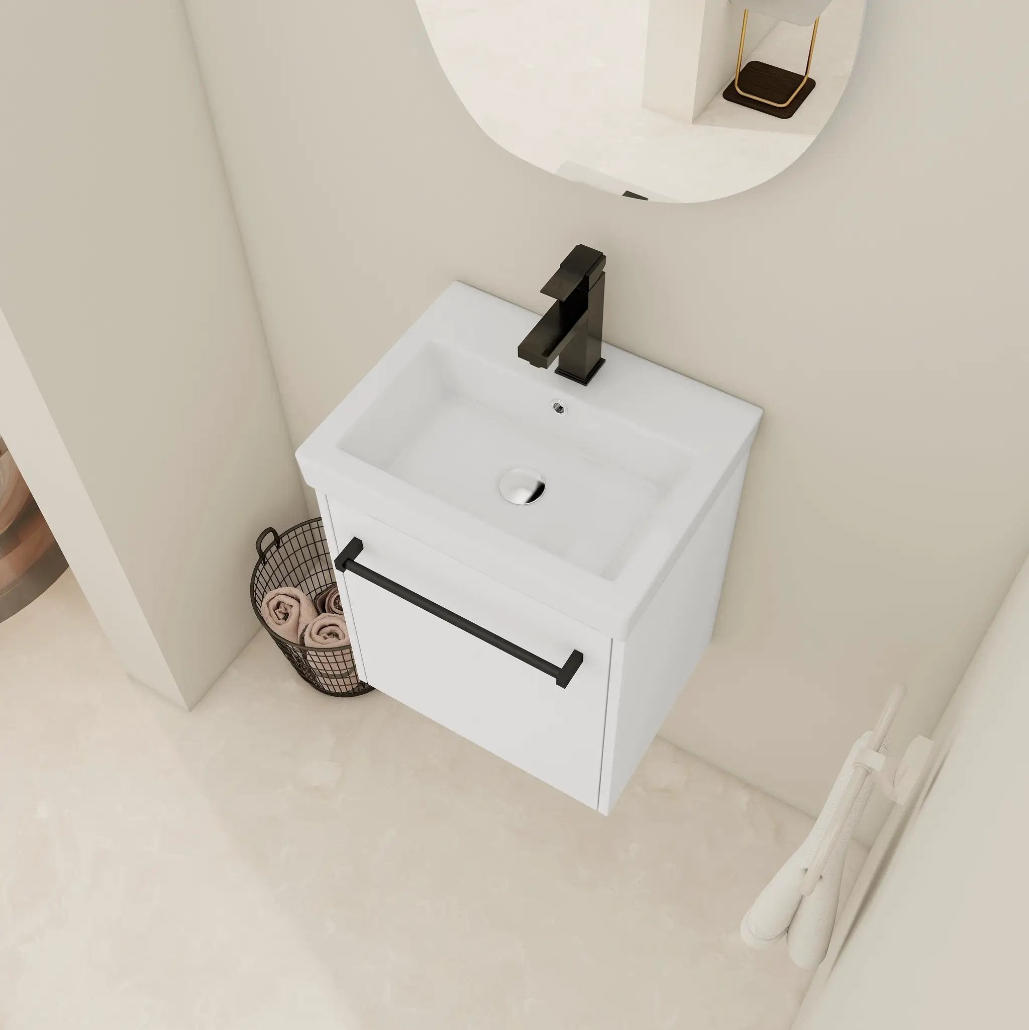 18" Floating Wall-Mounted Bathroom Vanity with Ceramic Sink by HouseOfZazla