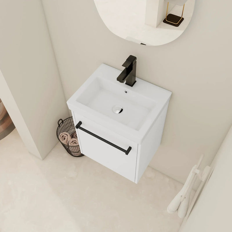 18" Floating Wall-Mounted Bathroom Vanity with Ceramic Sink by HouseOfZazla