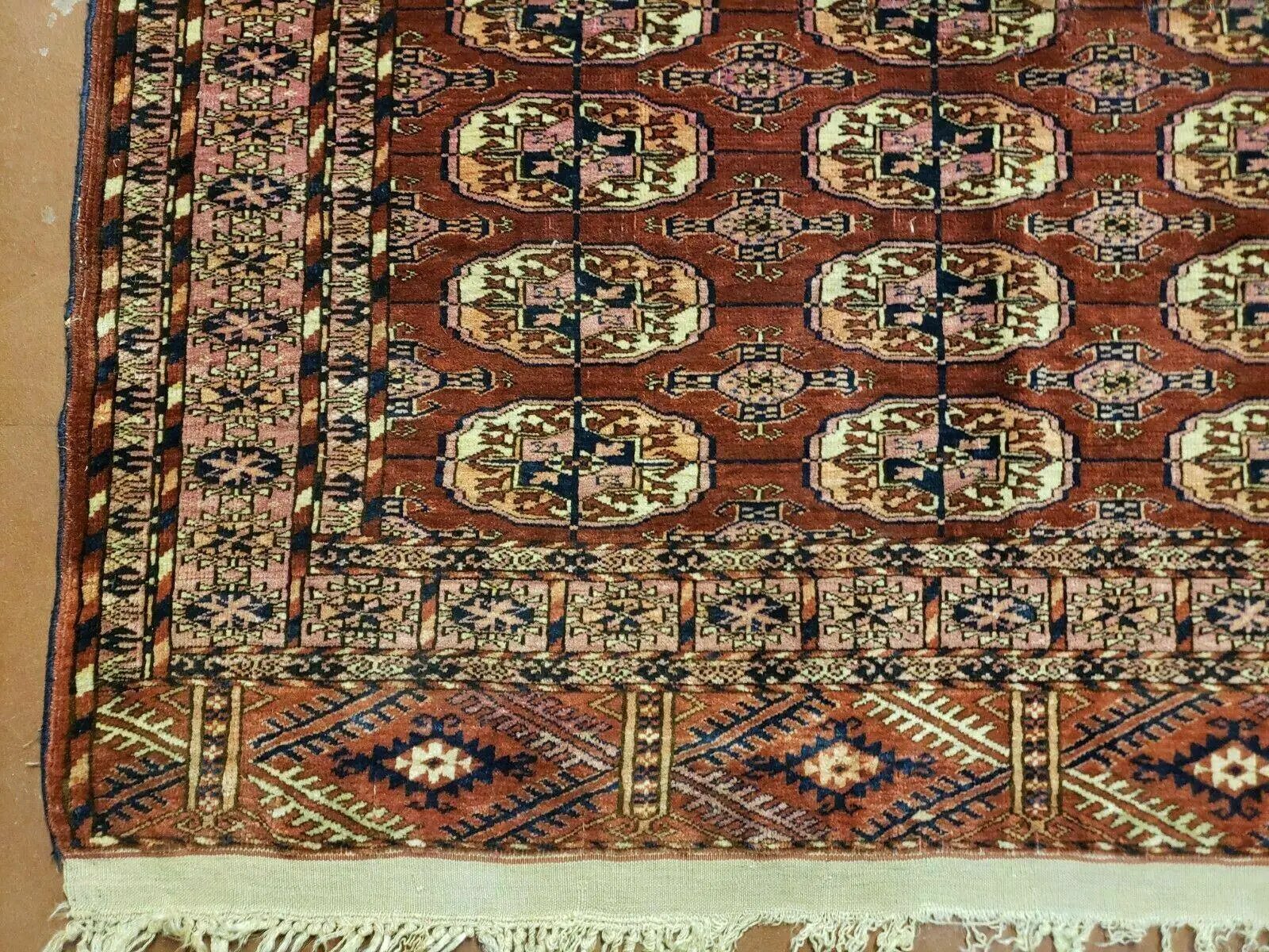 4' X 4' Antique Handmade Turkoman Bokhara Balouch Woven Wool Rug Brick Red Nice by Jewel Rugs