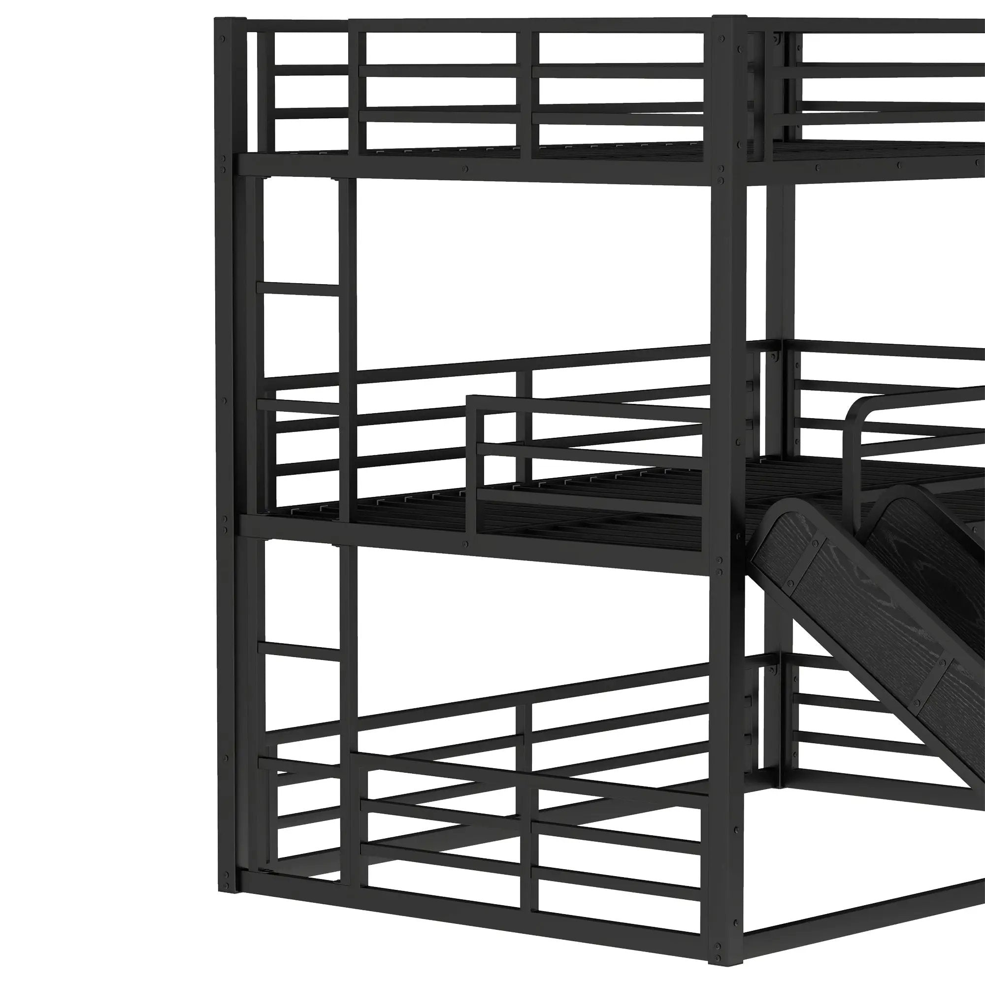 Full Over Full Over Full Bunk Bed with Slide by HouseOfZazla