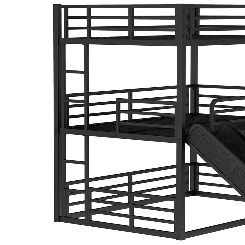 Full Over Full Over Full Bunk Bed with Slide by HouseOfZazla
