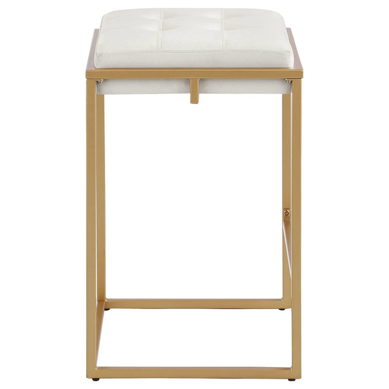 Square Counter Height Stools (Set of 2) - Beige / Gold by HouseOfZazla