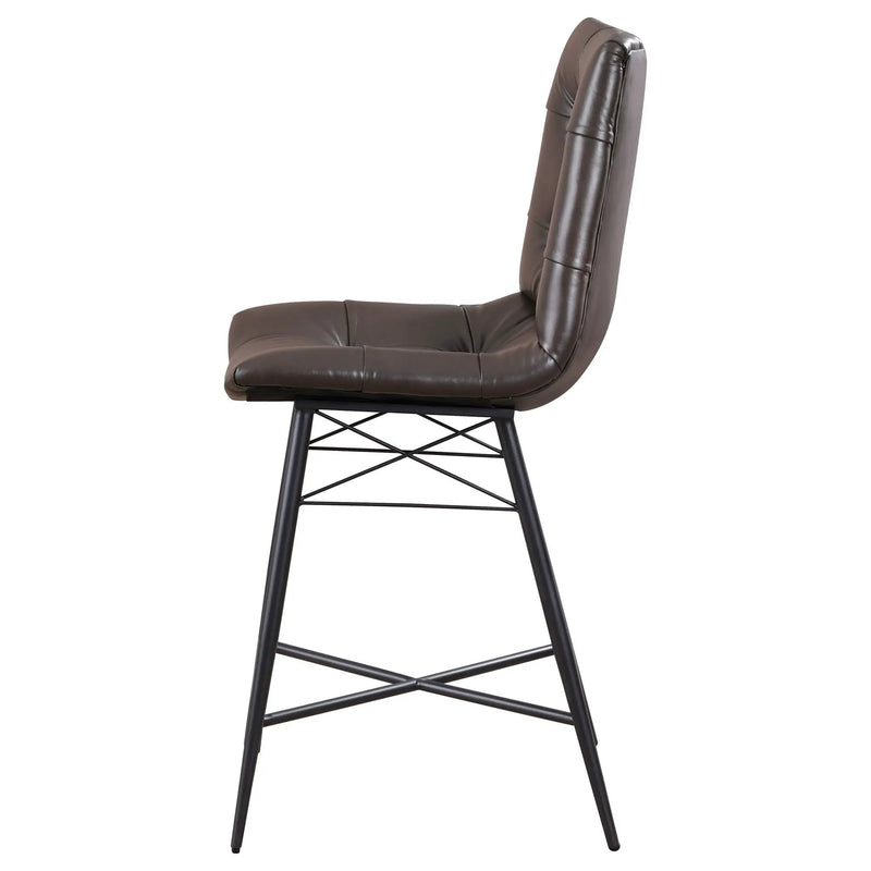 Aiken Upholstered Tufted Counter Chair Brown (Set of 2) by Unique Piece Furniture