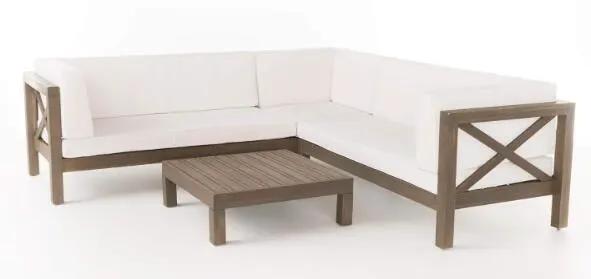 Brava X-Back 4-Piece White Outdoor Sofa Set by HouseOfZazla