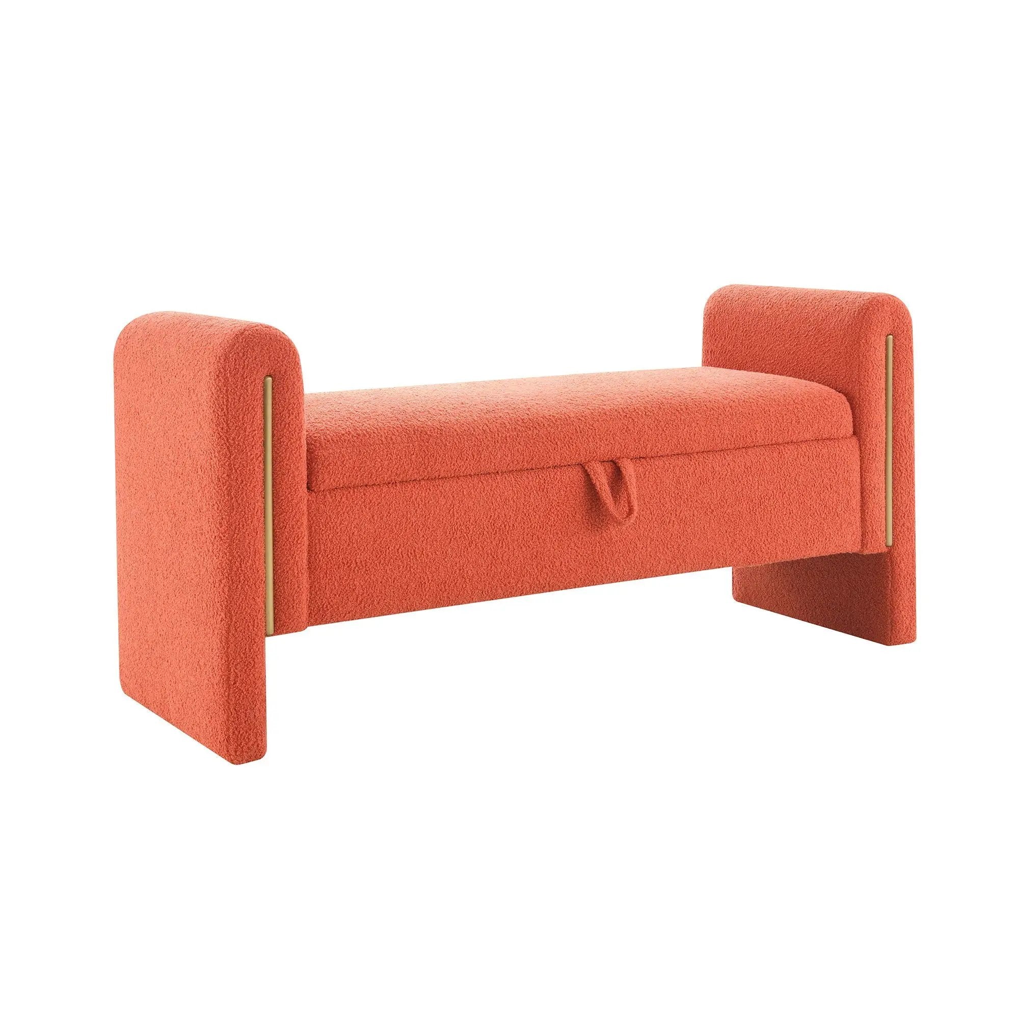 Modern Teddy Upholstered Large Bed End Bench With Arms And Storage by Unique Piece Furniture