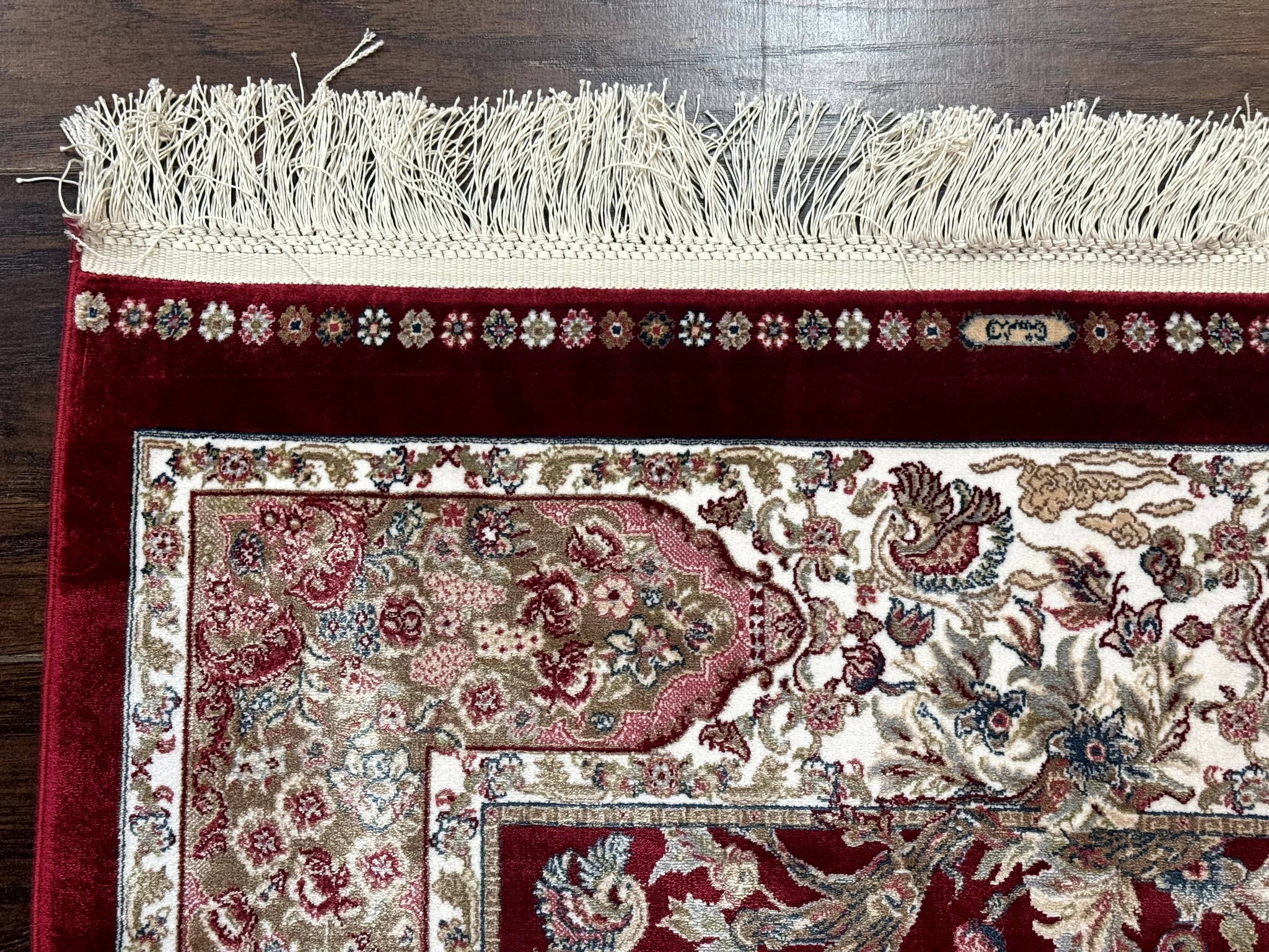 Dark Red Turkish Silk Rug 2.6 x 4, Hunting Design Scene, Bamboo Silk by Jewel Rugs