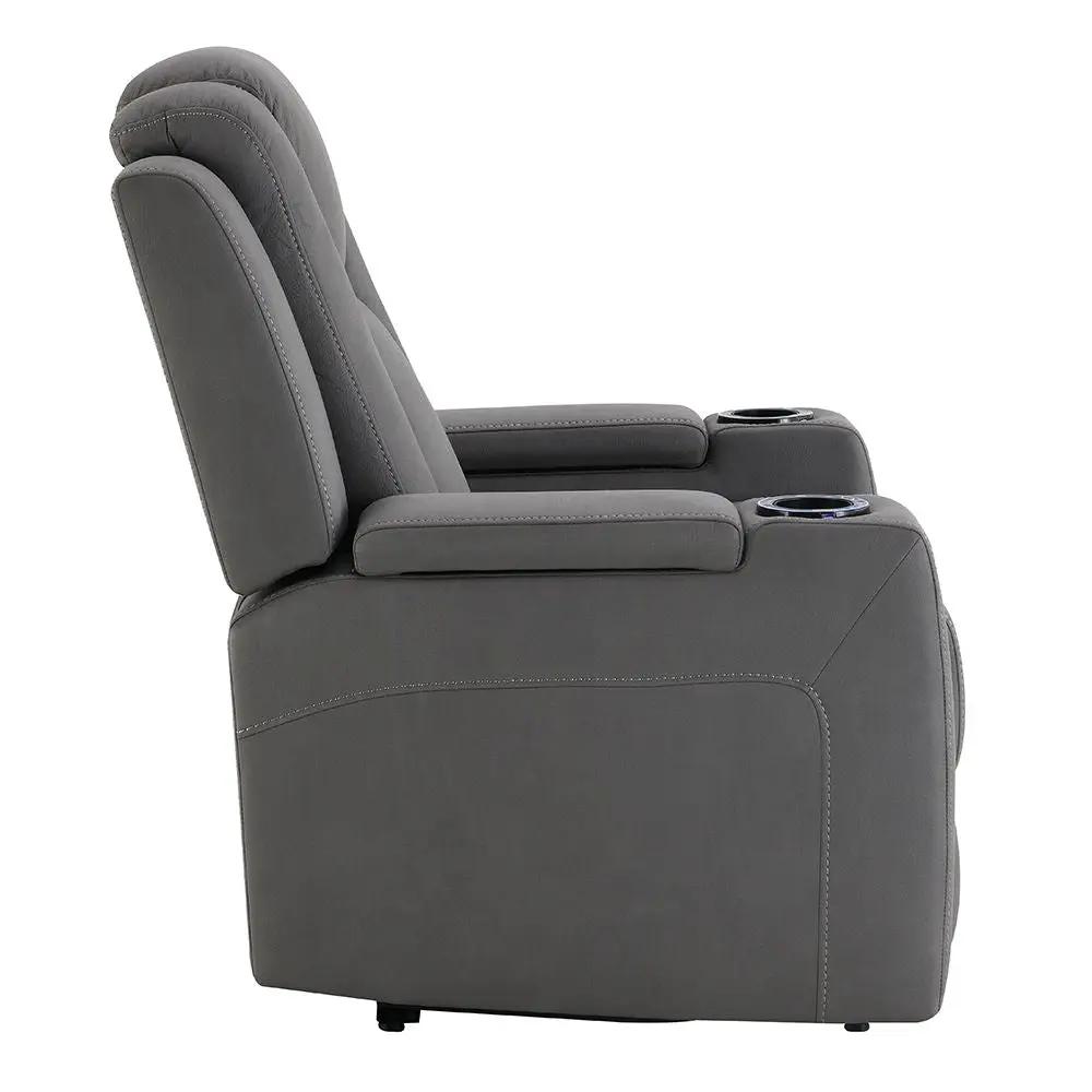 Leuco - Power Motion Recliner With Cup Holder, Control, LED & Power Headrest - Gray by Unique Piece Furniture