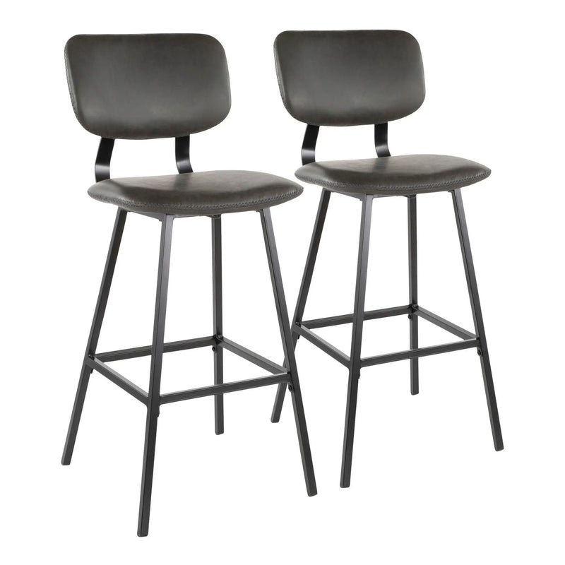 Foundry - Contemporary Barstool Zig Zag Stitching (Set of 2) - Black / Gray by Unique Piece Furniture