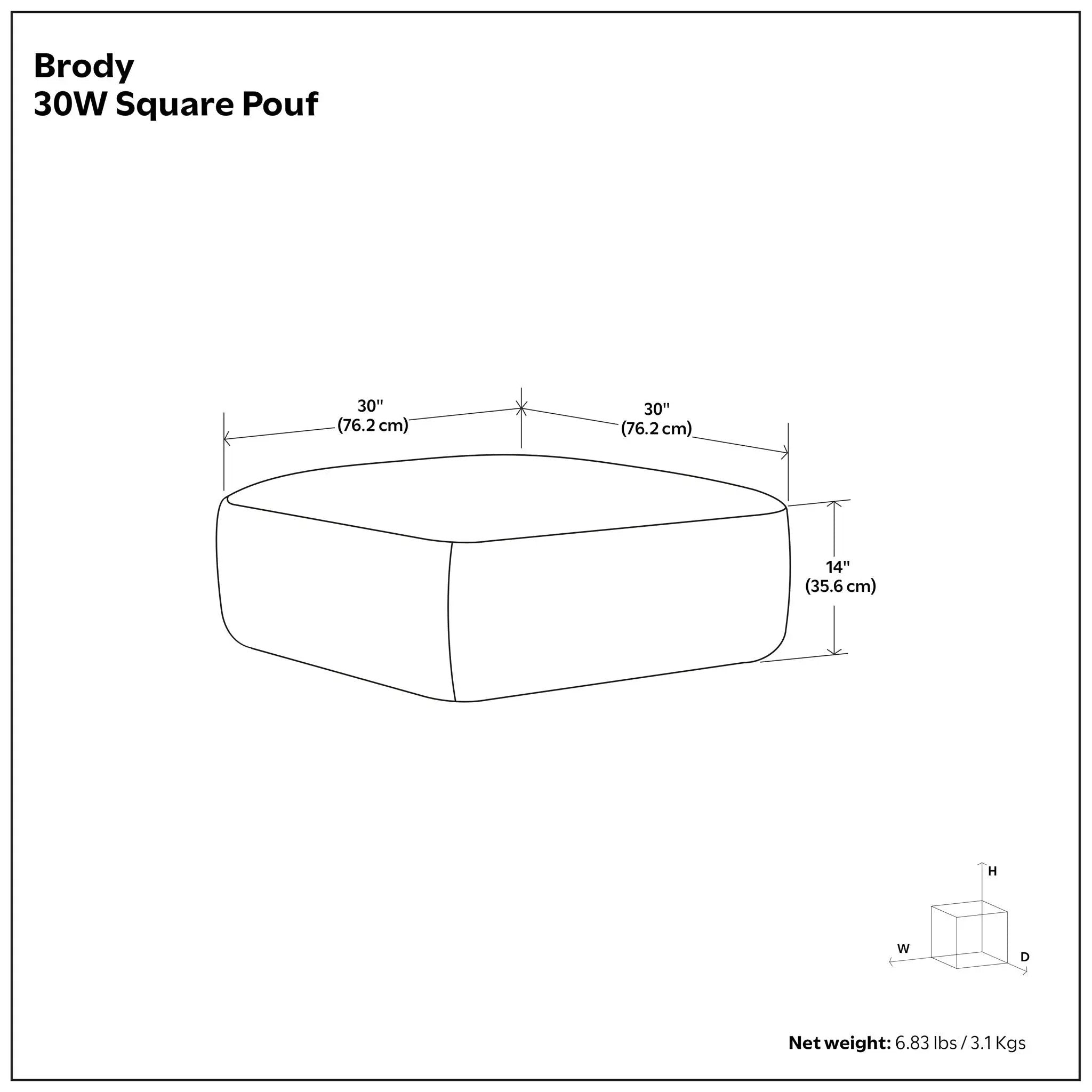 Brody - Large Square, Coffee Table Pouf by Unique Piece Furniture