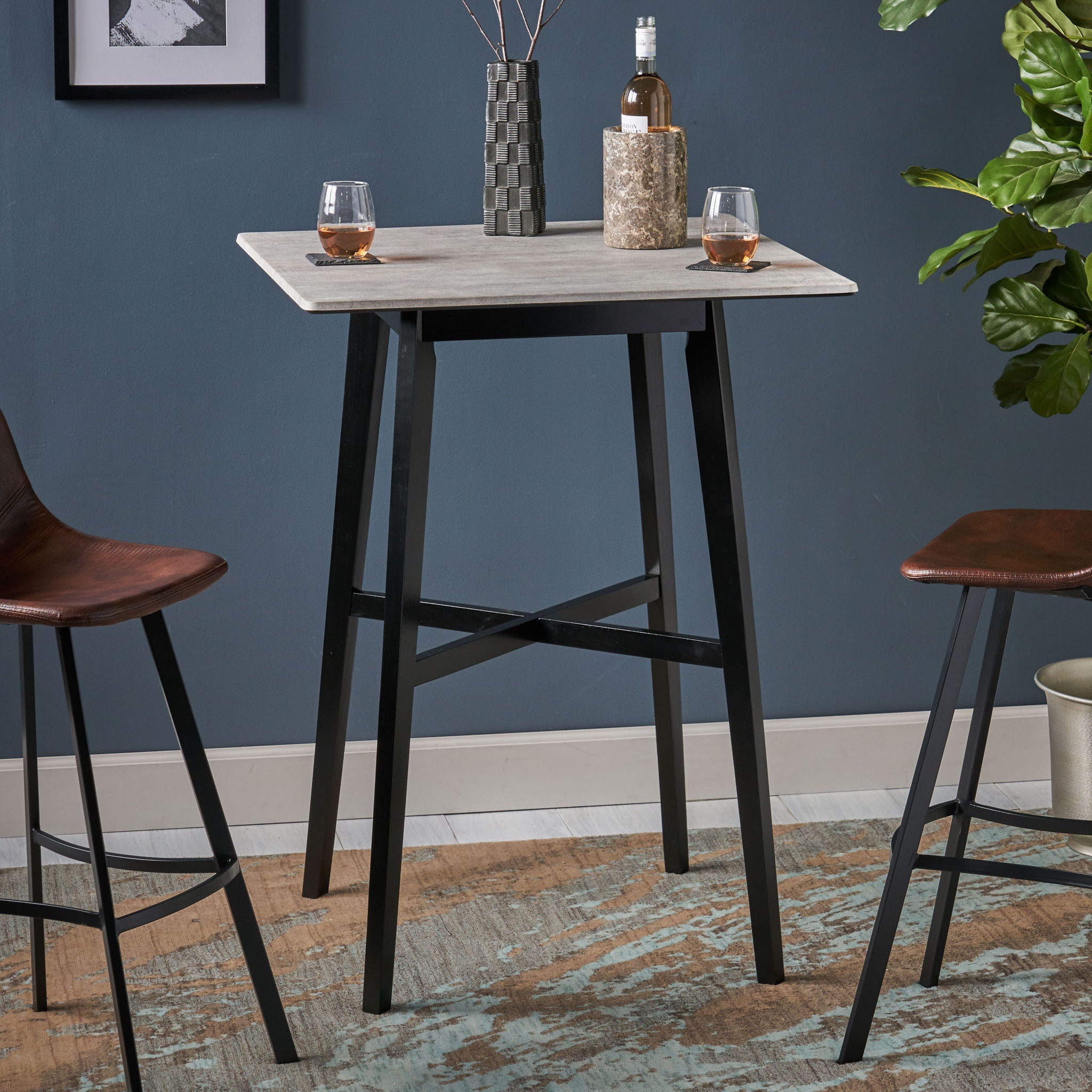 Modern Bar Height Dining Table, Rubberwood Legs and Laminate Table Top by HouseOfZazla