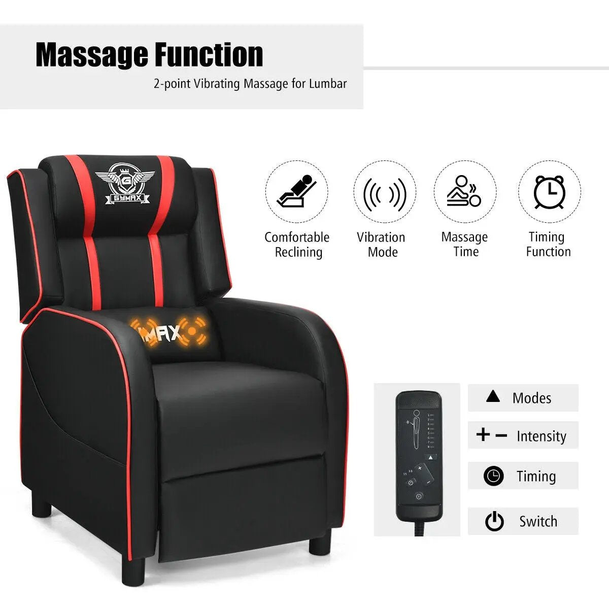 Massage Racing Gaming Single Recliner Chair, photo 8 of 11