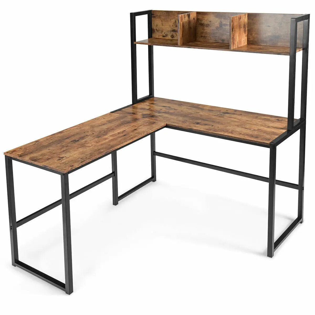 Reversible L-Shaped Corner Desk with Storage Bookshelf, photo 9 of 11