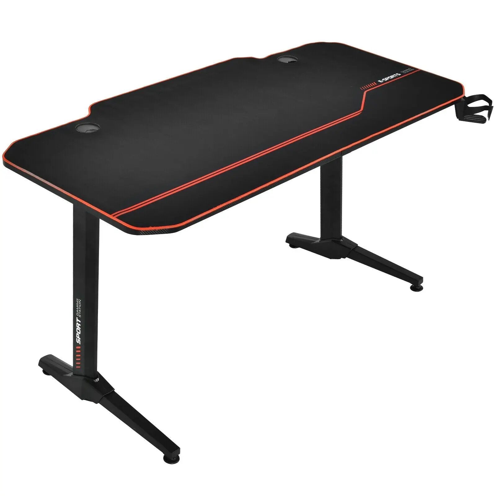 55 Inch Gaming Desk with Free Mouse Pad with Carbon Fiber Surface by DirectDeals
