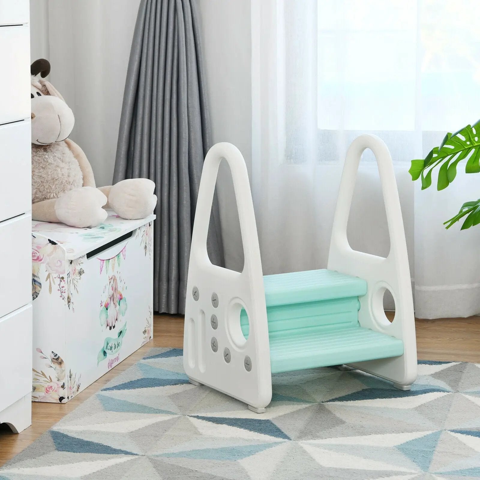Kids Step Stool Learning Helper with Armrest for Kitchen Toilet Potty Training by DirectDeals