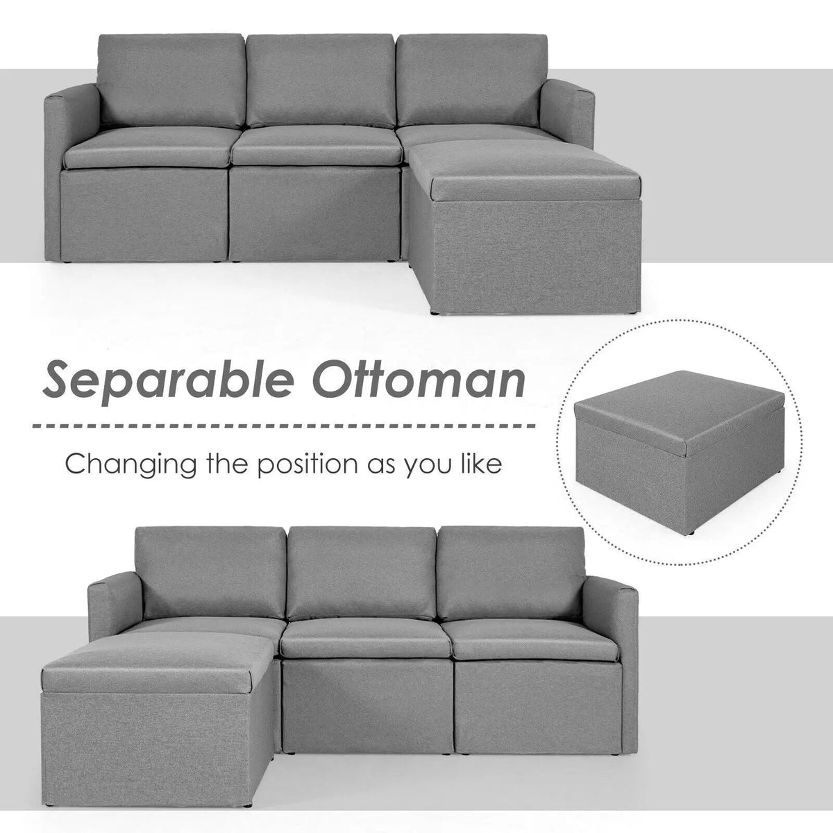 Convertible L-Shaped Sectional Sofa Couch with Reversible Chaise, photo 9 of 24