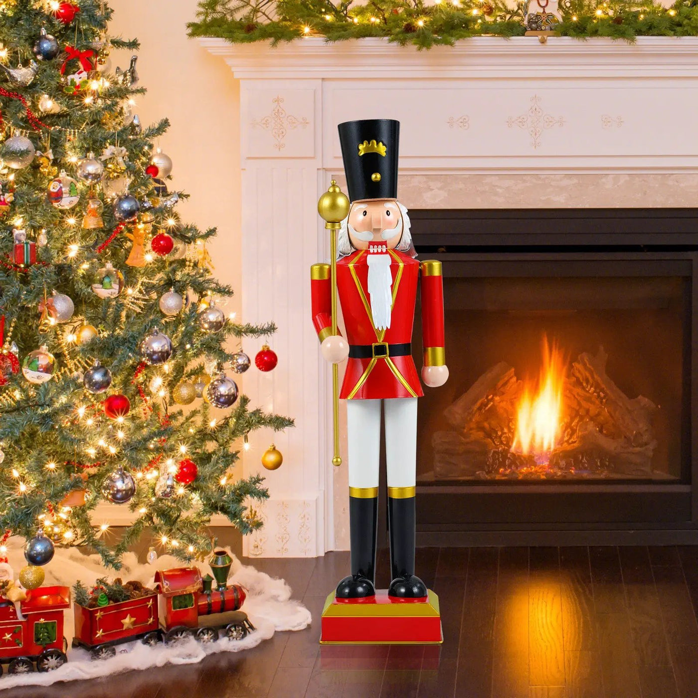 32.5 Inch Christmas Nutcracker with High Hat and Beautiful Scepter by DirectDeals
