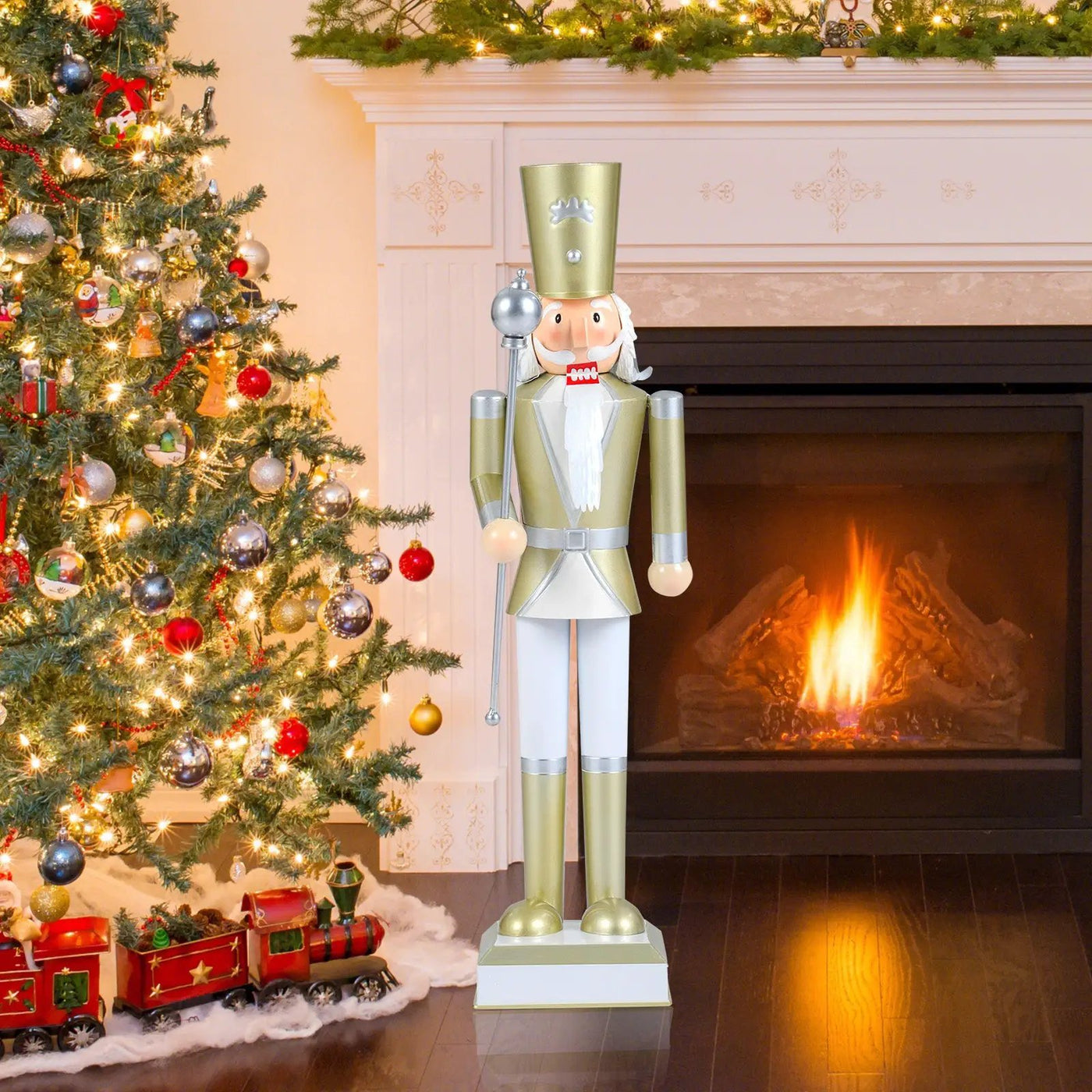 32.5 Inch Christmas Nutcracker with High Hat and Beautiful Scepter by DirectDeals