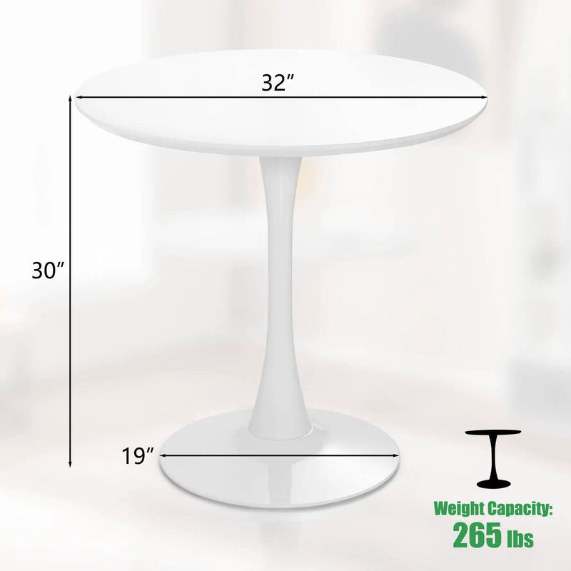 32 Inch Modern Tulip Round Dining Table with MDF Top-White by DirectDeals