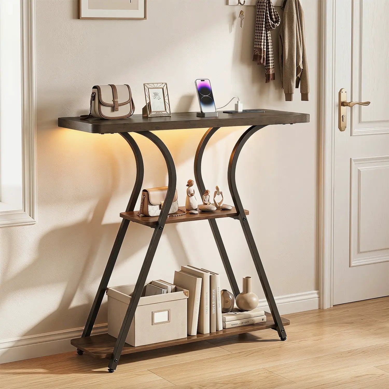32" Console Table with Power Outlets and LED Lights by DirectDeals