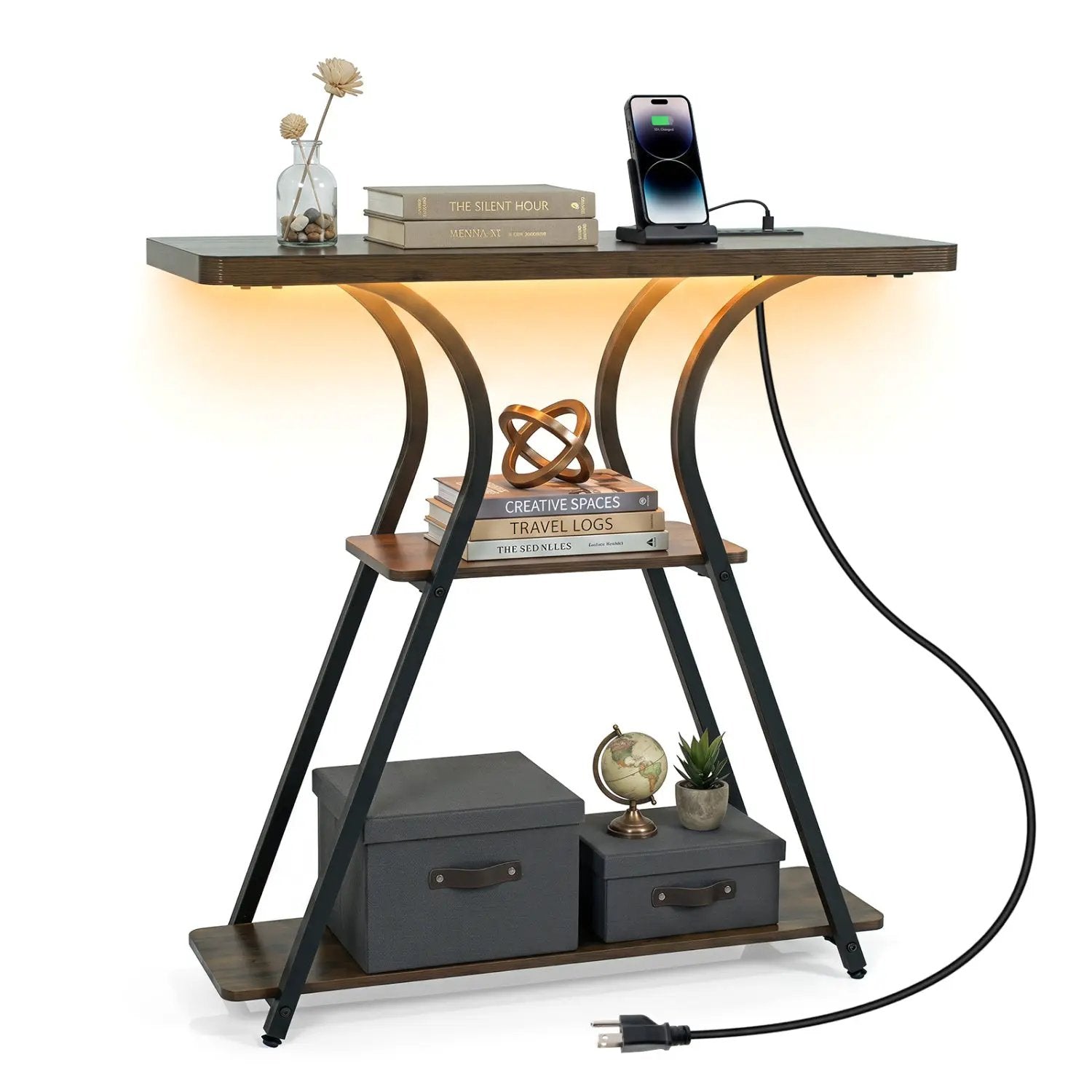 32" Console Table with Power Outlets and LED Lights by DirectDeals