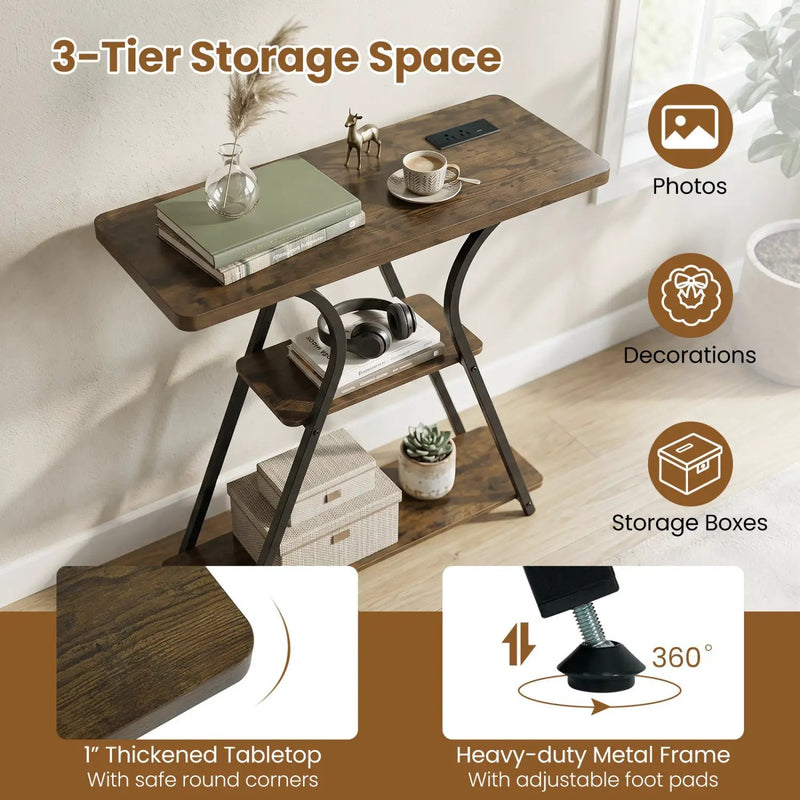 32" Console Table with Power Outlets and LED Lights by DirectDeals