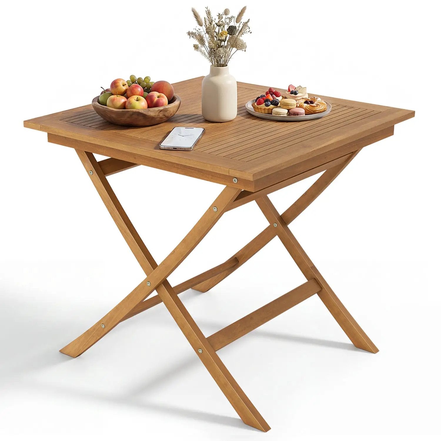32-Inch Square Teak Wood Patio Dining Table for 4 by DirectDeals