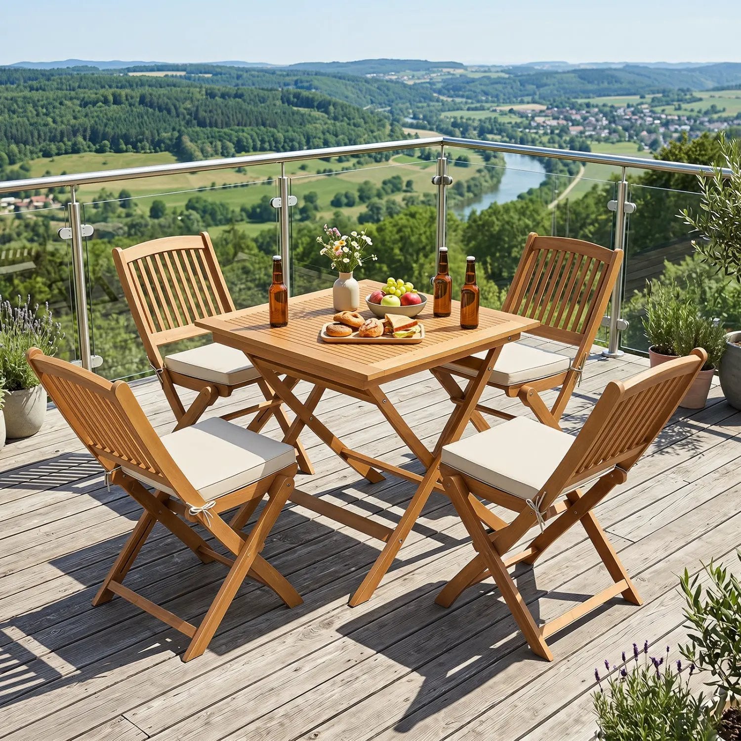 32-Inch Square Teak Wood Patio Dining Table for 4 by DirectDeals