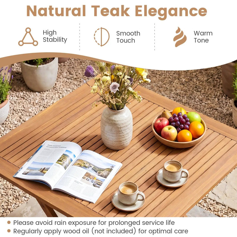 32-Inch Square Teak Wood Patio Dining Table for 4 by DirectDeals