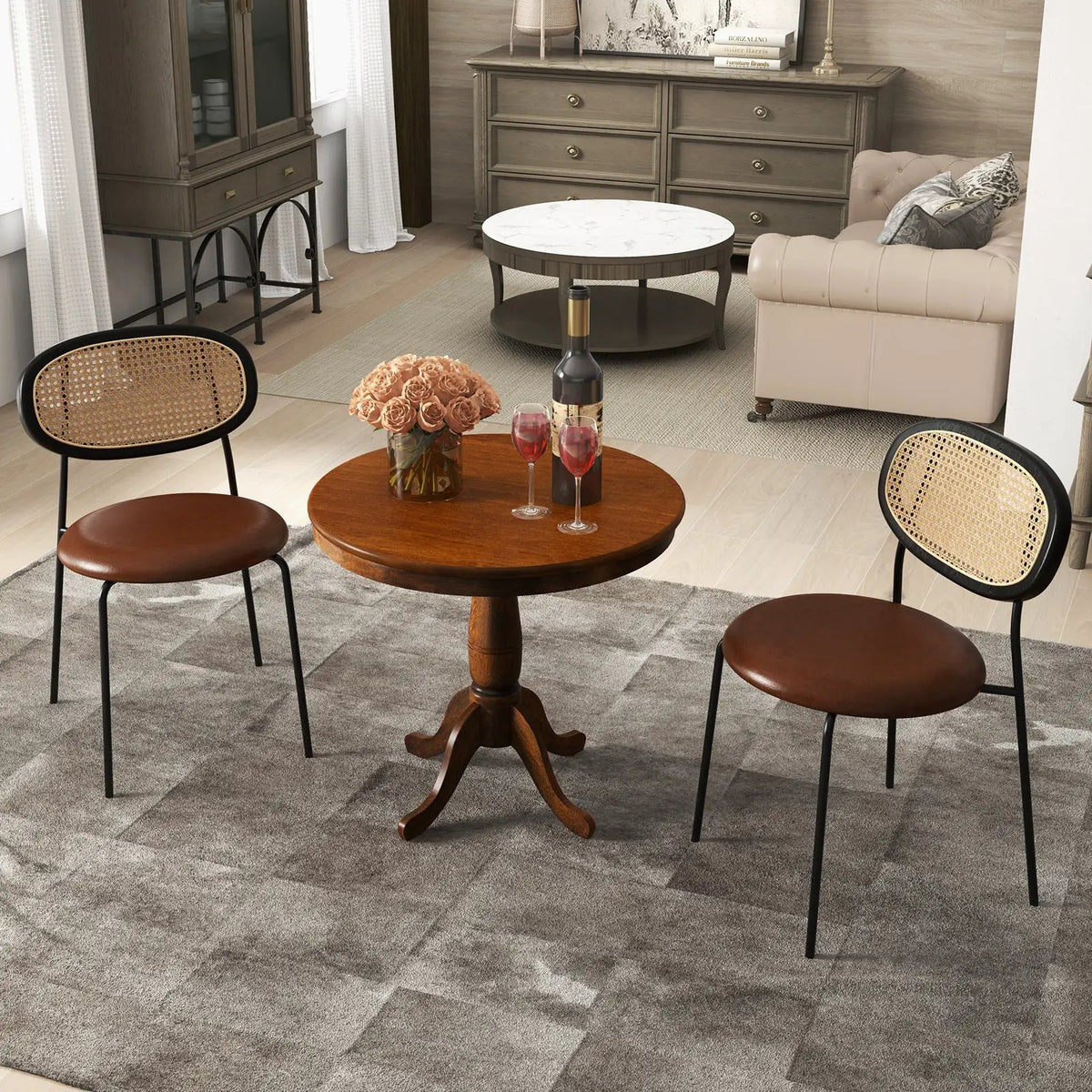 32 Inch Wooden Round Pub Pedestal Side Table, photo 2 of 9