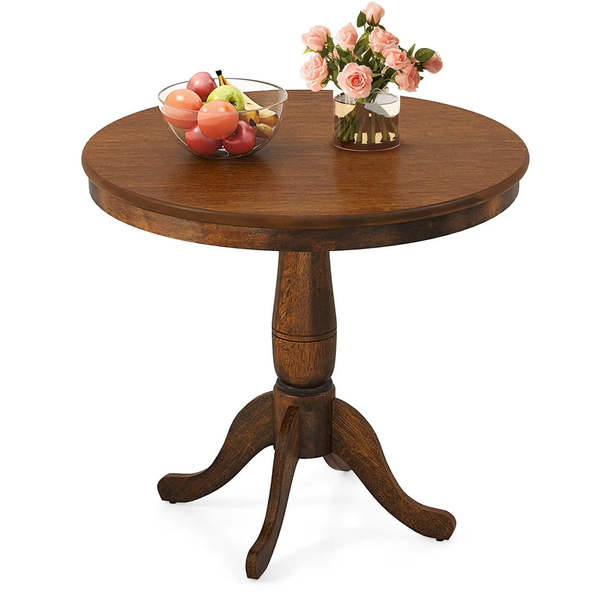 32 Inch Wooden Round Pub Pedestal Side Table, photo 3 of 9