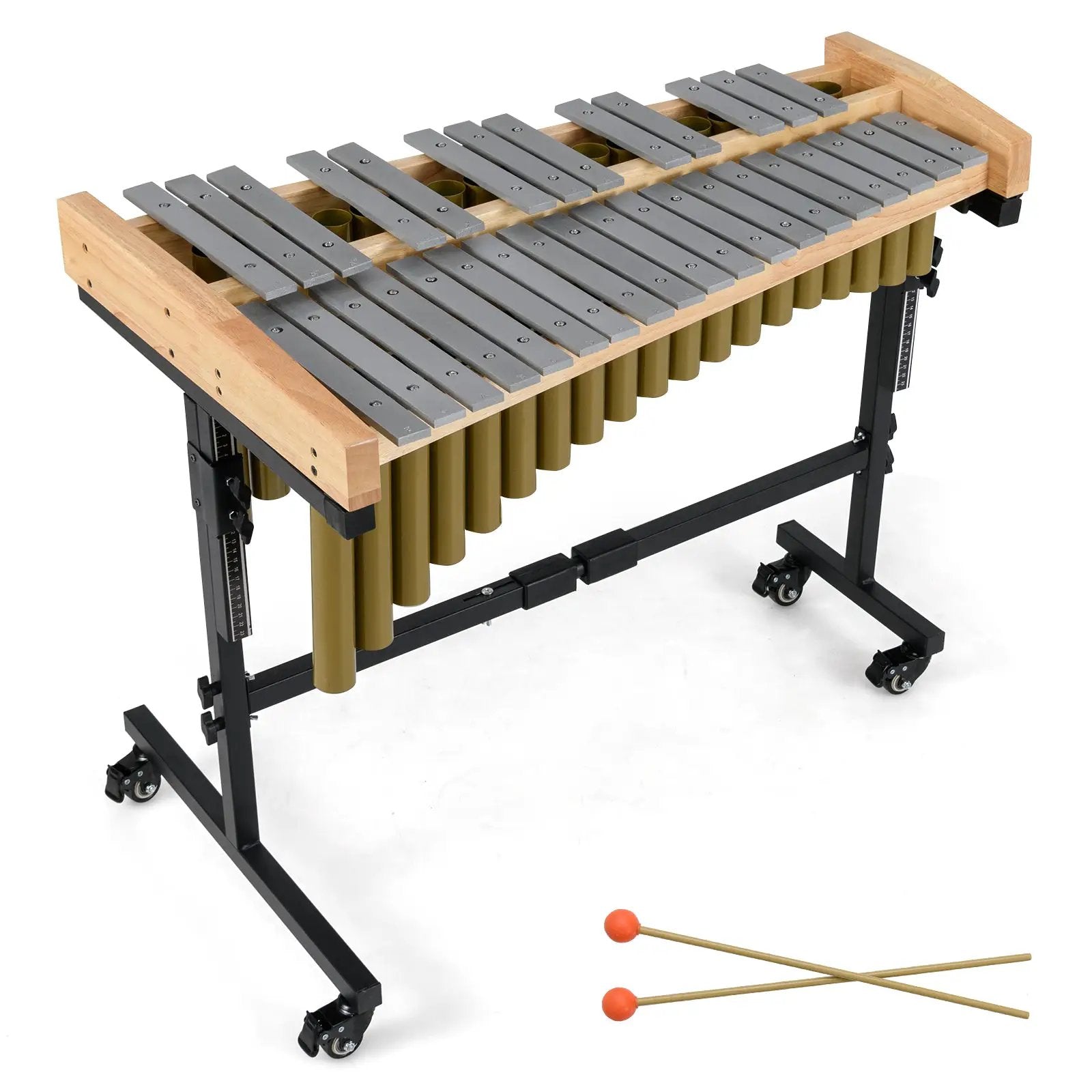 32 Note Marimba Aluminum Xylophone with Rubber Wood Base-Golden by DirectDeals
