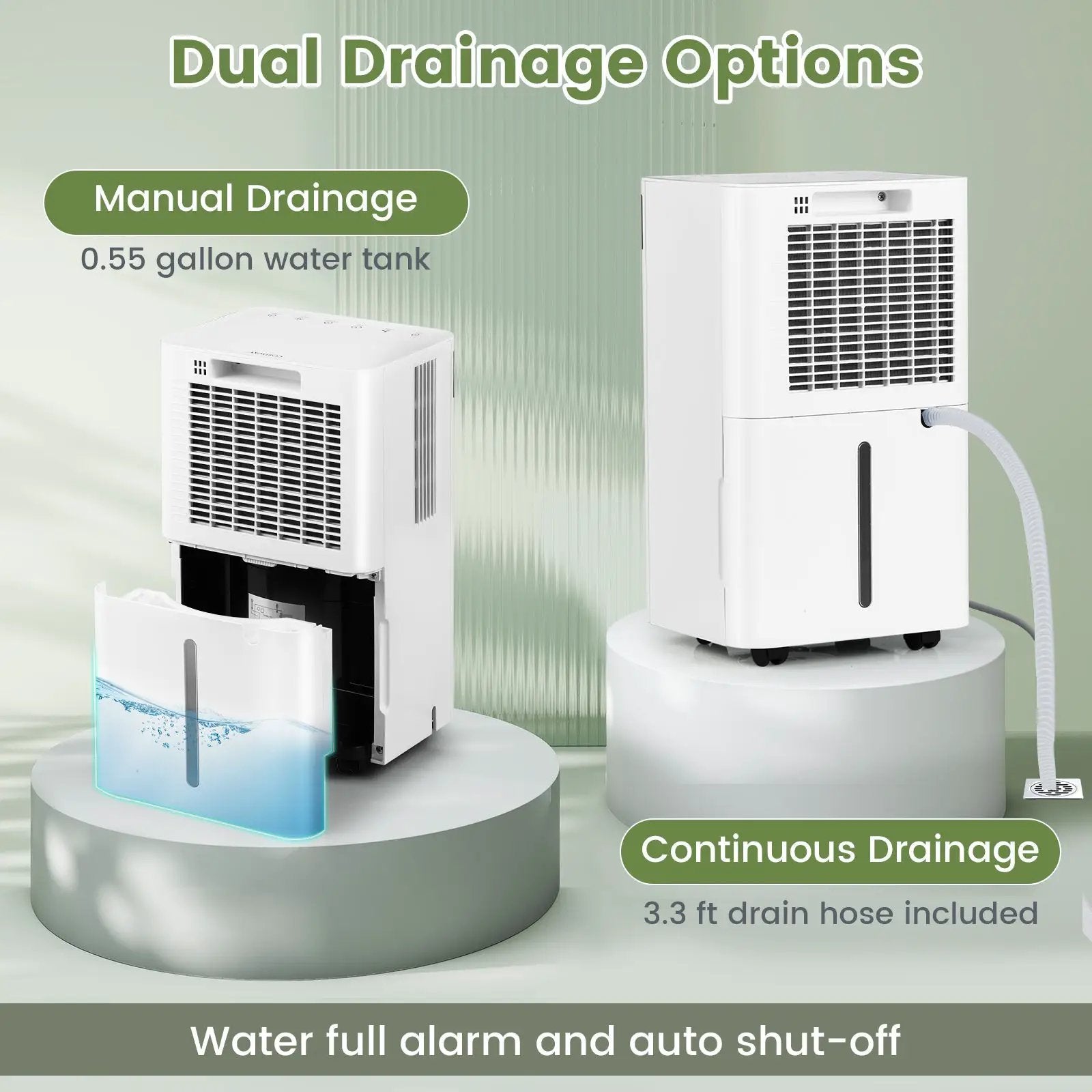 32 Pints 2000 Sq.ft Quiet Dehumidifier for Home with 3 Modes-White by DirectDeals