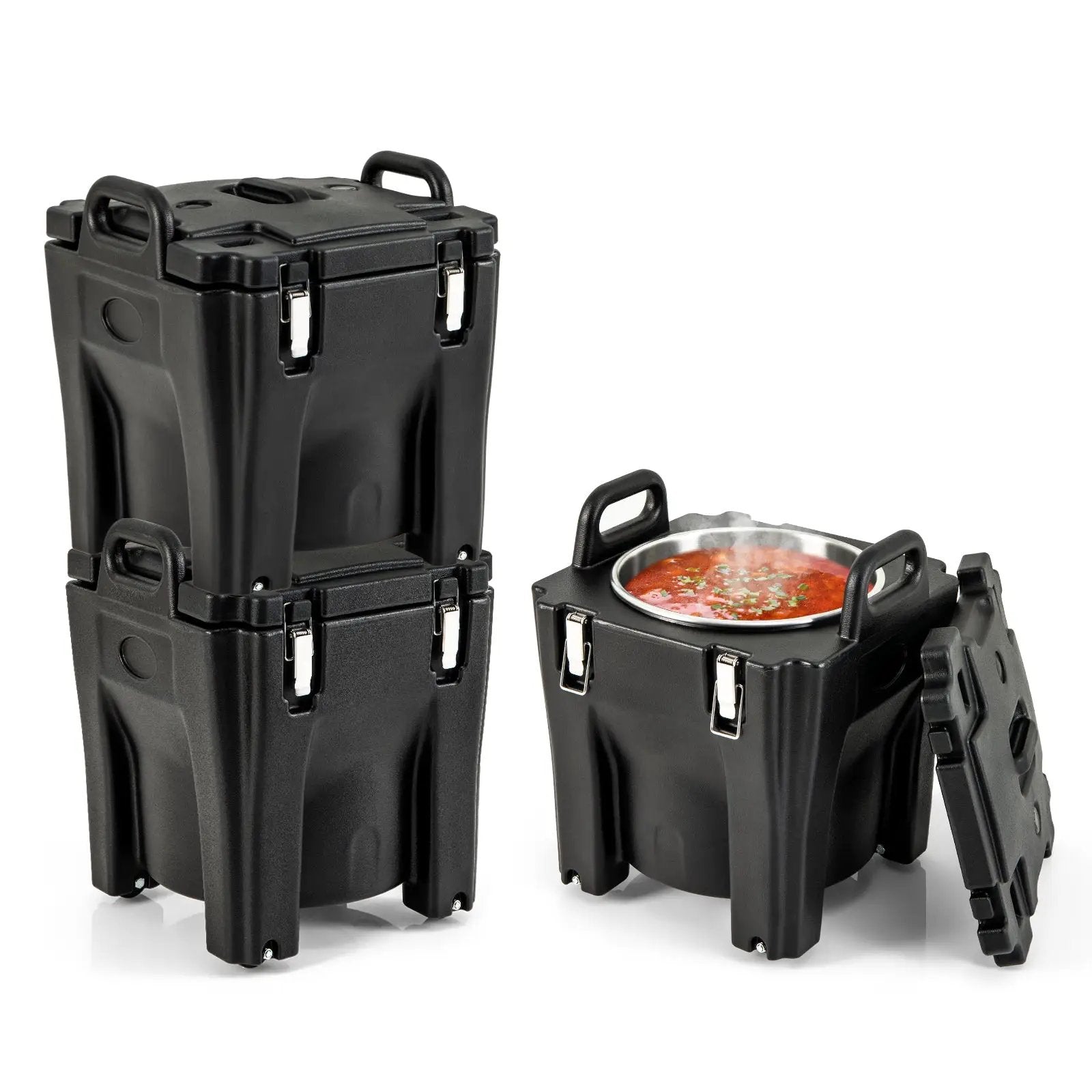 32 QT Portable Insulated Food Carrier with Stainless Steel Barrel for Catering Camping-Black by DirectDeals