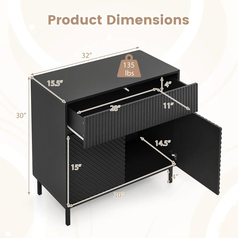 32" Wide Buffet Cabinet with 2 Doors and 1 Drawer for Kitchen by DirectDeals