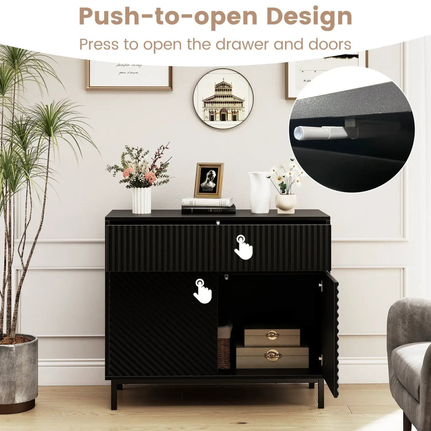 32" Wide Buffet Cabinet with 2 Doors and 1 Drawer for Kitchen by DirectDeals